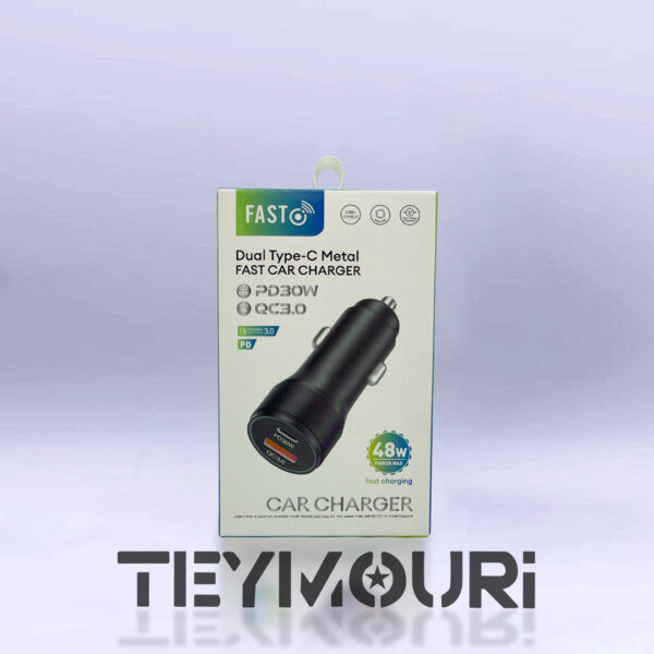 شارژ فندکی فست ۴۸ وات (2 پورت)