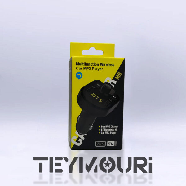 فندکی ماشین چندکاره مدل M9 با شارژر دوگانه USB و FM بلوتوث